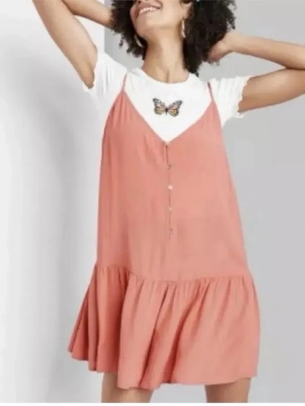 Wild Fable Size Medium Adjustable Strap Romper Orange